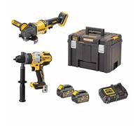 DEWALT DCK2016T2T-QW Werkzeugset Akku-Schlagbohrschrauber, Akku-Winkelschleifer, Rechargeable Battery Akku-LadegerÃ