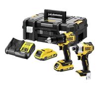 Dewalt DCK2062D2T 18 V/2 Ah Battery Combination Pack (Consisting of: Cordless Impact Drill (Brushless) DCD709 and Cordless Impact Wrench (Brushless) DCF 809, Includes 2 Batteries, Quick Charger, TSTAK