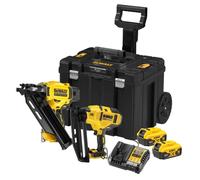DEWALT 18V XR Brushless Nailer Twin Kit with 2X 5.0AhBatteries Charger and TSTAK Case, UK Plug, DCK246P2T-GB