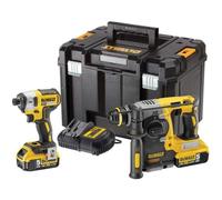 DeWalt DCK2532P2 XR Brushless Twin Pack 18V - Professional 2-Piece Power Tool Kit with 2 x 5.0Ah Li-ion Batteries & TSTAK Case