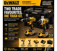 DEWALT DCK266M2T 18V XR 2 x 4.0Ah Cordless Brushless Hammer Drill and Impact Driver Twin Kit