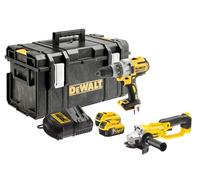 DEWALT DCK278P2-GB 18 V with DCD996 Combi Drill Plus DCG412 Angle Grinder Twinpack Tool Box - Yellow/Black