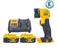 DeWalt DCL040 18V li-ion XR LED Pivot Torch With 2 x 5.0Ah Batteries & Charger [EEK: N/A]