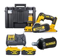 Dewalt DCP580P2 18V XR Brushless 82mm Planer + Dust Bag Attachment with 2 x 5.0Ah Batteries & Charger & Case
