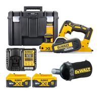 Dewalt DCP580P2 18V XR Brushless 82mm Planer + Dust Bag Attachment with 2 x 5.0Ah Batteries & Charger & Case