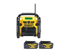 DeWalt DCR020 18V XR DAB+ Compact Digital Jobsite Radio with 2 x 4Ah Batteries
