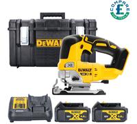 Dewalt DCS334 18V BL Top Handle Jigsaw + 2x 4Ah Batt, Charger & 1.0 DS300 Case