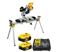 Dewalt Dcs365M2 18V Cordless Xps 184mm Mitre Saw, 2 X 5.0Ah + De7023 Leg Stand