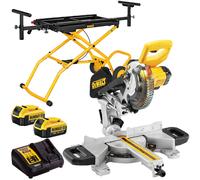 DeWalt DCS365M2 18V XR 184mm Mitre Saw 2 x 4.0Ah Battery Charger & Rolling Stand
