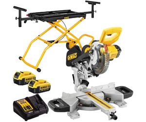 DeWalt DCS365M2 18V XR 184mm Mitre Saw 2 x 4.0Ah Battery Charger & Rolling Stand