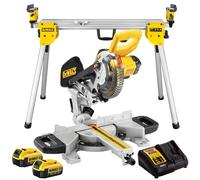Dewalt DCS365M2 18V XR XPS 184mm Mitre Saw 2 x 4.0Ah Battery Charger & Leg Stand