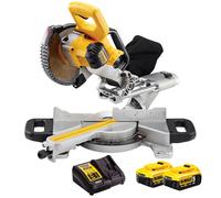DeWalt DCS365N 18V XR 184mm XPS Slide Mitre Saw with 2 x 5.0Ah Battery Charger