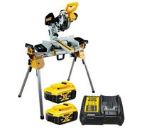Dewalt Dcs365P2 18V Cordless Xps 184mm Mitre Saw, 2 X 5.0Ah + De7033 Leg Stand