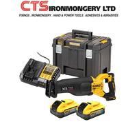 DEWALT DCS386 18v XR Cordless Brushless FLEXVOLT High Power Reciprocating Saw 2 x 5ah Li-ion Powerstack
