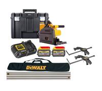 Dewalt Dcs520T2 54V Xr Flexvolt 165mm Plunge Saw + 2 X 6Ah Batt,charger,tstak Case,1.5M Guide Rail,clamp&dws5025 Bag