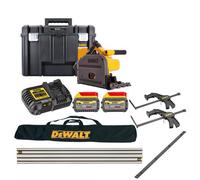 Dewalt Dcs520T2 54V Xr Flexvolt 165mm Plunge Saw + 2 X 6Ah Batt,charger,tstak Case,1.5M Guide Rail,connector Bar,clamp&dws5025 Bag