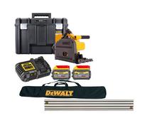 Dewalt Dcs520T2 54V Xr Flexvolt 165mm Plunge Saw + 2 X 6Ah Batteries, Charger, Tstak Case, 1.5M Guide Rail &dws5025 Guide Rail Bag