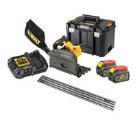 Dewalt Dcs520T2 54V Xr Flexvolt Cordless Plunge Saw 165mm -2X 6.0Ah + Guide Rail