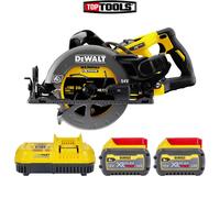 DEWALT DEWDCS577T2 DCS577T2 FlexVolt XR High Torque Circular Saw 190mm 54V 2 x 2.0Ah Li-ion, 18 V, Yellow/Black, 2 x 18/54V 6.0/2.0Ah Li-ion Batteries