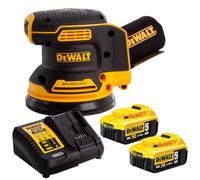 Dewalt DCW210N 18V Brushless 125mm Random Orbital Sander with 2 x 5.0Ah DCB184 Batteries & Charger