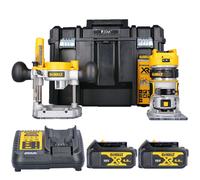 DeWalt DCW604 18V Brushless Router With Base, 2 x 4.0Ah Batteries, Charger & ...