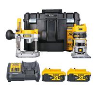 DeWalt DCW604 18V Brushless Router With Base, 2 x 5.0Ah Batteries, Charger & ...