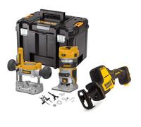 Dewalt Dcw604N 18V Xr Brushless Router Trimmer + Plunge Base + Dcs369N Recip Saw