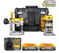 Dewalt DCW604NT 18V Brushless Router + Base, 2 x 1.7Ah Batteries, Charger & Case
