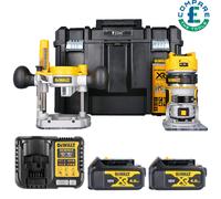 Dewalt DCW604NT 18V Brushless Router + Base, 2 x 4Ah Batteries, Charger & Case