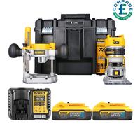 Dewalt DCW604NT 18V Brushless Router + Base, 2 x 5.0Ah Batteries, Charger & Case