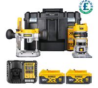 Dewalt DCW604NT 18V Brushless Router + Base, 2 x 5Ah Batteries, Charger & Case