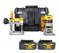 Dewalt DCW604NT 18V Brushless Router/Trimmer + Base, 2 x 4.0Ah Batteries & Case
