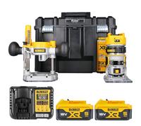 DeWalt DCW604NT 18V Brushless Router Trimmer with 2 x 5.0Ah Batteries & Charger in T-Stak Case