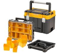 Dewalt Deep Tstak 2.0 Organiser Storage Box + 10Pc Organiser Case + Tote Tray