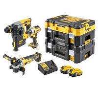 DeWalt DCK305P2T 18V Cordless Brushless SDS+ Hammer, Impact Driver & Grinder Set