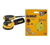 DEWALT DEWDWE6423 Eccentric Sander, Yellow/Black & DT3105-QZ DT3105-QZ-Discos para lijadoras rotorbitales de 125 mm, Colour, Size