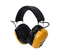 DEWALT DPG17-BX Bluetooth hearing protector with integrated wireless audio and microphone. Features USB rechargeable battery, cushioned earmuffs, and adjustable padded headband.
