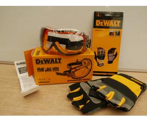 DeWALT DPG82-11D CONCEALER SAFETY GOGGLES + DPG213L FINGERLESS WORK GLOVES