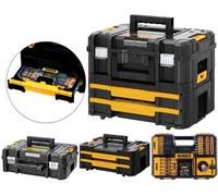 Dewalt Drill Case Tstak Combo Ii + Iv Tool Storage Boxes + 100Pc Accessory Set