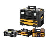 Dewalt Drill Case TStak Combo II + IV Tool Storage Boxes + 100pc Accessory Set