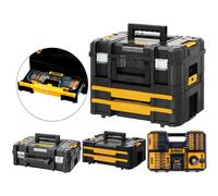 Dewalt Drill Case TStak Combo II + IV Tool Storage Boxes + 100pc Accessory Set