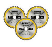 Dewalt Dt1962 Construction Circular Saw Blade Triple Pack 216 X 30Mm X 24T & 40T (3 Pack)