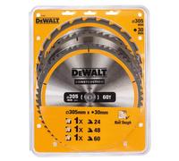 DEWALT DT1964 Construction Circular Saw Blade 3 Pack 305 x 30mm x 24T/48T/60T