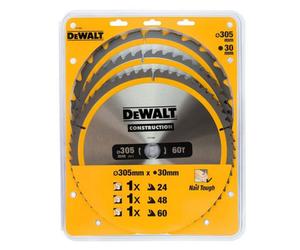 Dewalt Dt1964 Triple Pack Construction Circular Saw Blades 305 X 24 48 60 Tooth