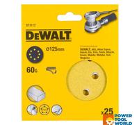 DeWalt DT3112-QZ ROS QUICK FIT Sanding Discs 125mm 60 Grit x25 Pcs for DCW210...