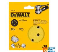 DeWalt DT3113-QZ ROS QUICK FIT Sanding Discs 125mm 80 Grit x25 Pcs for DCW210...