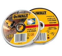 Dewalt 115mm 1.2mm Thin INOX Metal Cutting Disc 22mm Bore Flat Disc x10 Tin