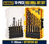 DeWalt DT70728 Black Gold HSS Drill Bit Set 19 Piece 1-10mm Wood Metal Case