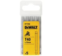 DEWALT DT7296-QZ Bits para Tornillos Torx - 70 mm Longitud for DIYers & Professionals, Ideal for Repair, Installation and Workshop tasks, 70 mm, 5-piece Set