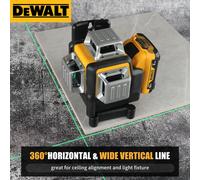 DeWalt DW089LG 12 - Line 3 - Side 360° All - Around Green - Light Laser Level for Outdoor Use - Ideal for Precise US